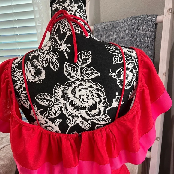 ASOS Red and pink linen blend dress - Picture 8 of 14